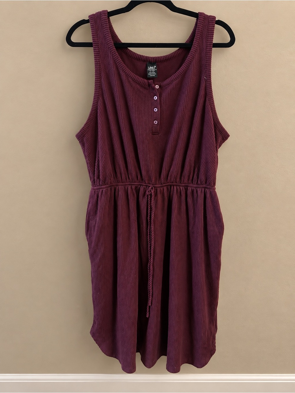 Casual Sleeveless Waffle Dress — Deep Burgundy by LANE BRYANT